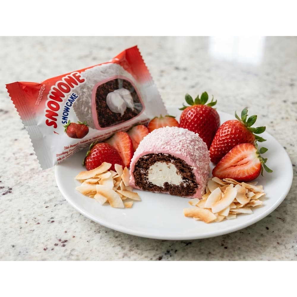 Pastel de chocolate relleno con crema y cubierto de fresa y coco Snowone Hazal (35 g / 1.23 oz) - Miniatura 4