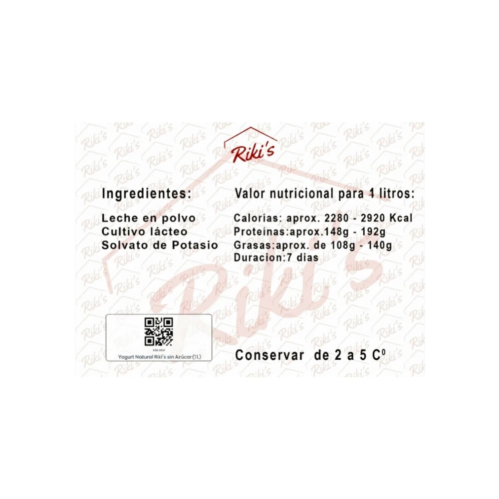 Yogurt natural sin azúcar Riki´s (1 L) - Miniatura 3
