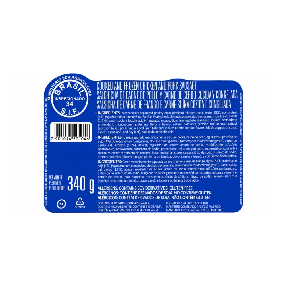 Salchicha mixta de pollo y cerdo Bello ( 10 x 340 g / 12 oz) - Miniatura 2