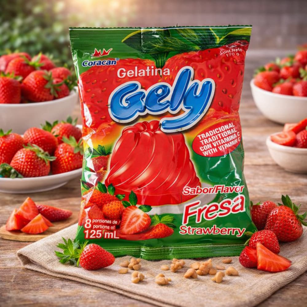 Gelatina sabor fresa Gely (170 g / 6 oz) - Miniatura 4