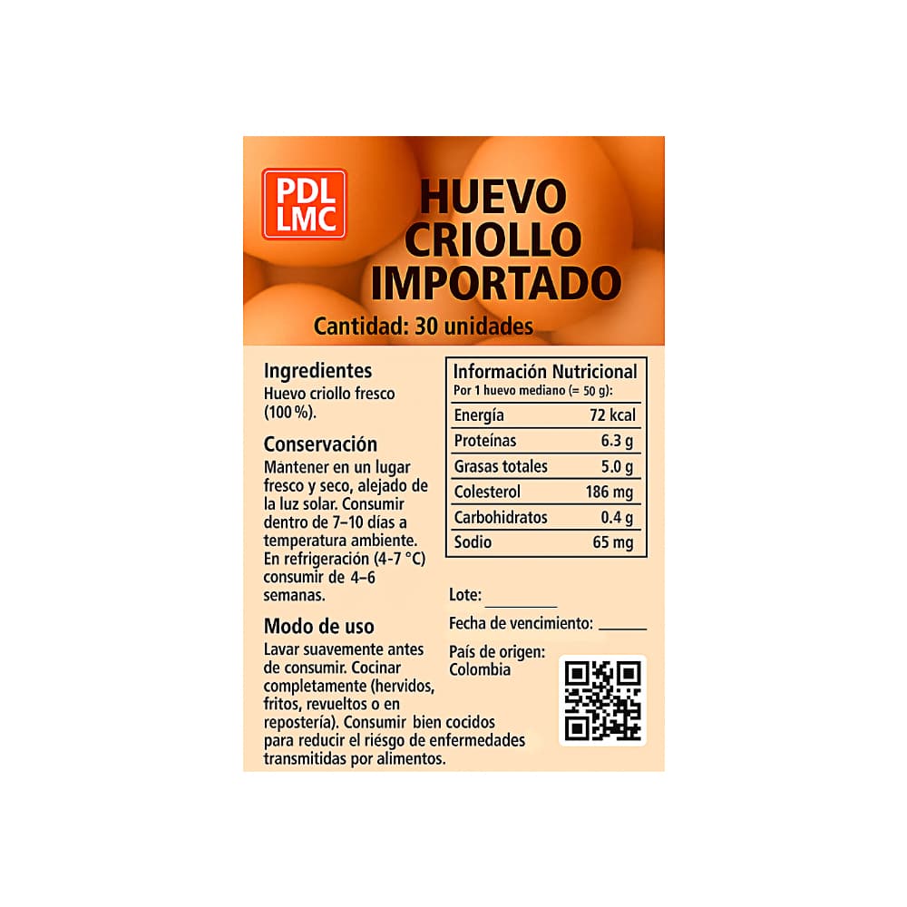 Huevo criollo importado PDL LMC (2 x 30 U) - Miniatura 2