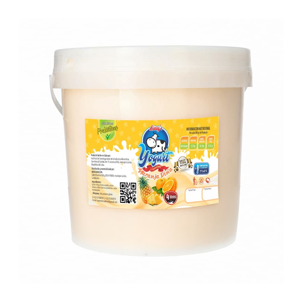 Yogurt probiótico especial sabor naranja piña Lialy's (4 L) - Imagen 1