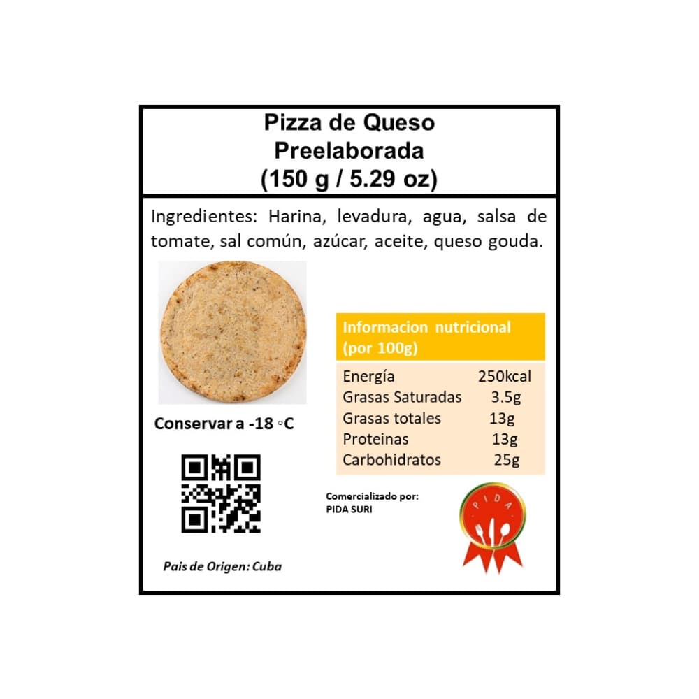 Pizza de queso preelaborada Pida (19 cm) - Miniatura 2