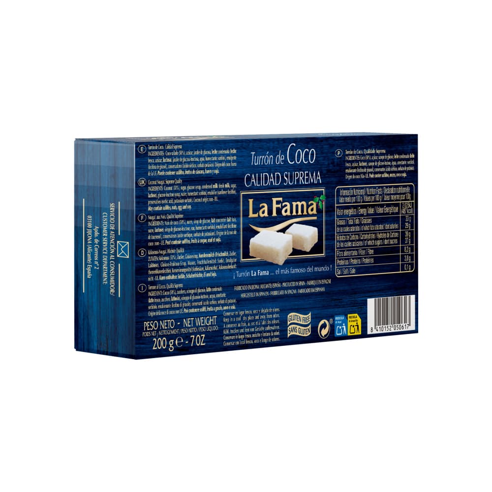 Turrón de Coco La Fama (3 x 200 g / 5.3 oz) - Miniatura 4