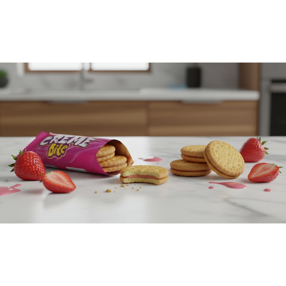 Galletas con crema sabor fresa Crème Bite Amulya (34 g / 1.2 oz) - Miniatura 4