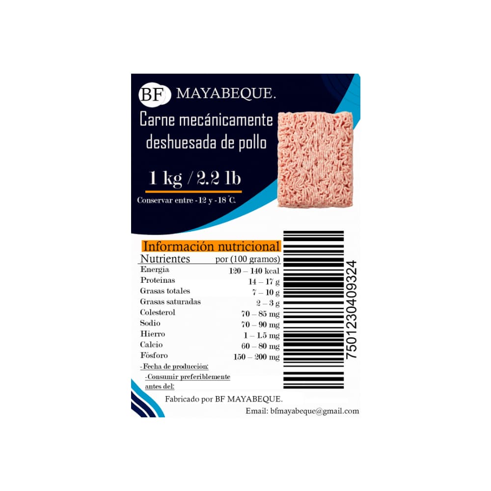 Carne mecánicamente deshuesada de pollo BF Mayabeque (1 kg / 2.2 lb) - Miniatura 4