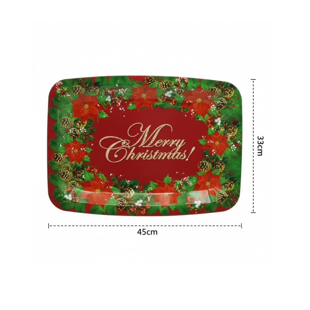 Bandeja plástico rectangular decorada flores pascua Navidad 45 x 33 cm Casa y Menaje - Miniatura 3
