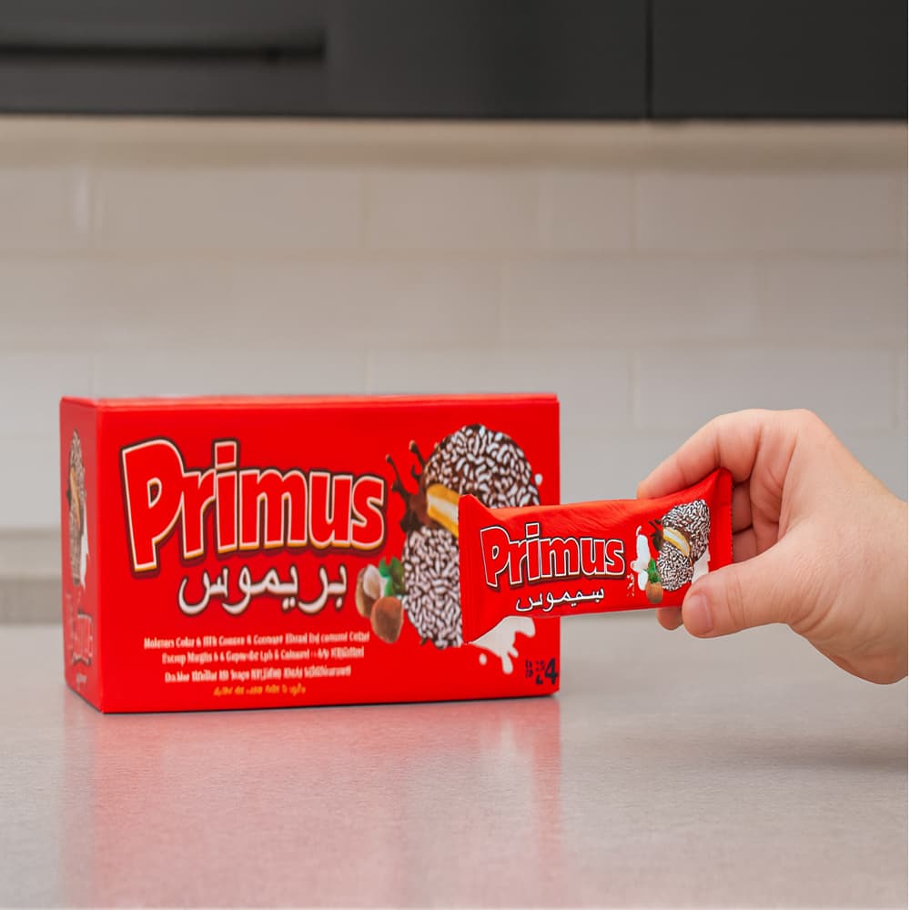 Sandwich de galleta cubierta de cacao con leche y coco con malvavisco Primus (24 x 45 g / 1.58 oz) - Miniatura 4