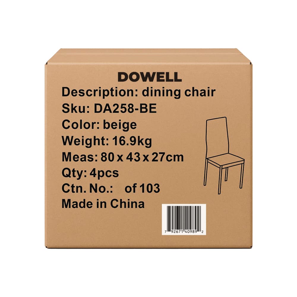 Conjunto de 4 sillas de comedor color beige Dowell - Miniatura 5