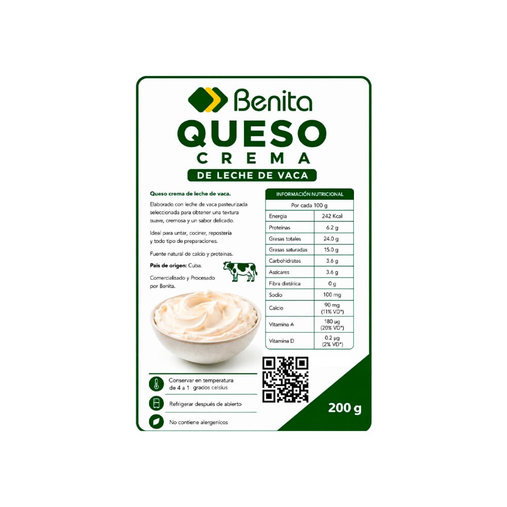Queso crema de leche de vaca Benita (200 g / 7.05 oz) - Miniatura 2