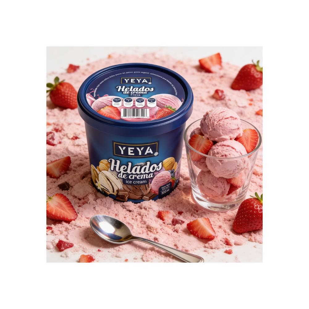 Helado de crema sabor a fresa YEYA (500 ml) - Miniatura 3