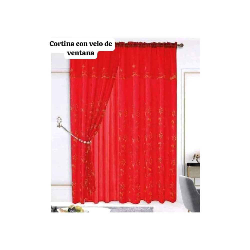 Cortinas con velo rojo 152 cm x 228 cm 45 cm Sueño Dorado - Miniatura 3