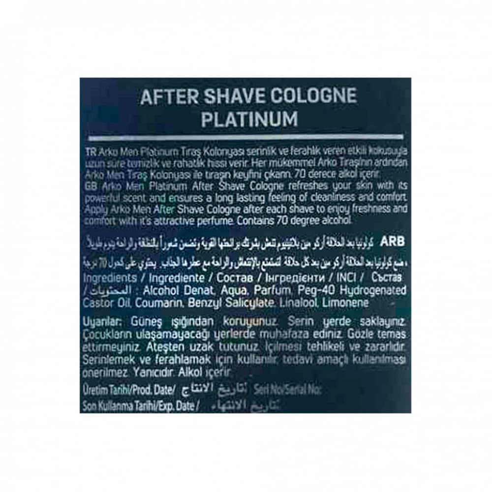 Colonia platino para después del afeitado Arko (255 ml) - Miniatura 3