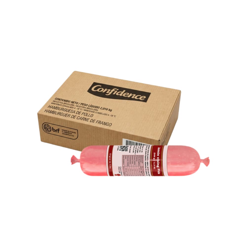 Caja de hamburguesas de pollo Confidence (36 x 56 g) + Jamón viking Pida (544 g / 1.2 lb) - Imagen 1