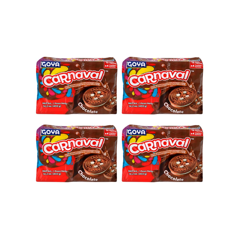 Galletas de chocolate rellenas con crema sabor a vainilla Carnaval Goya (4 x 403 g/ 14.2 oz) - Imagen 1