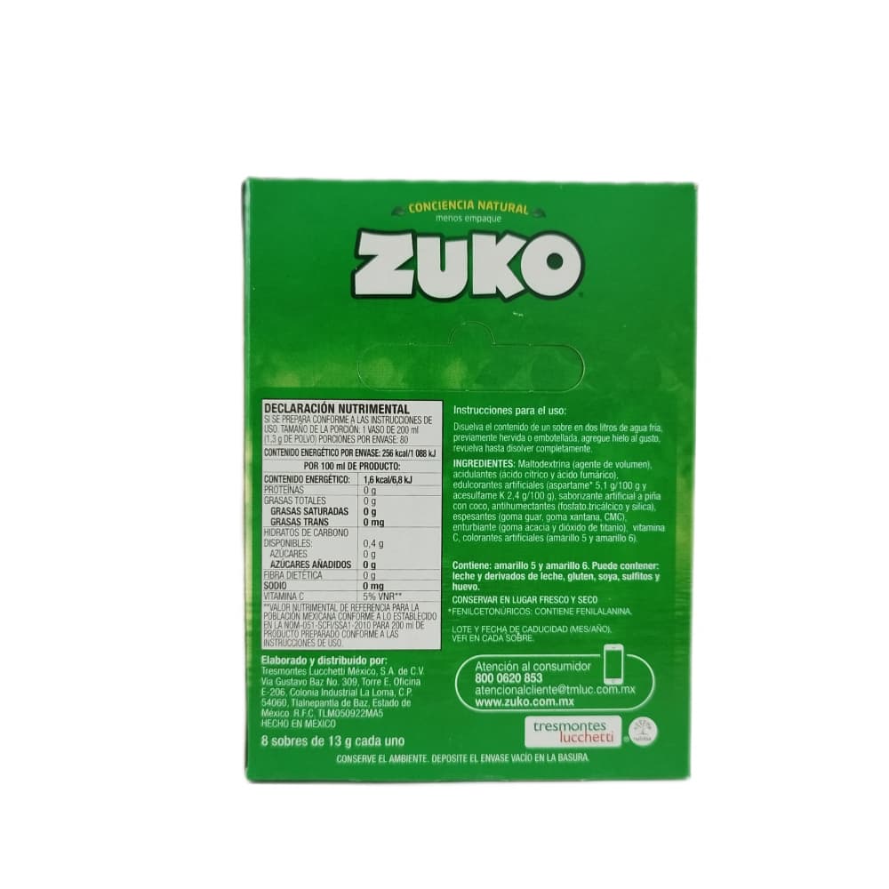 Refresco instantáneo sabor piña colada Zuko (104 g / 3.67 oz) - Miniatura 3