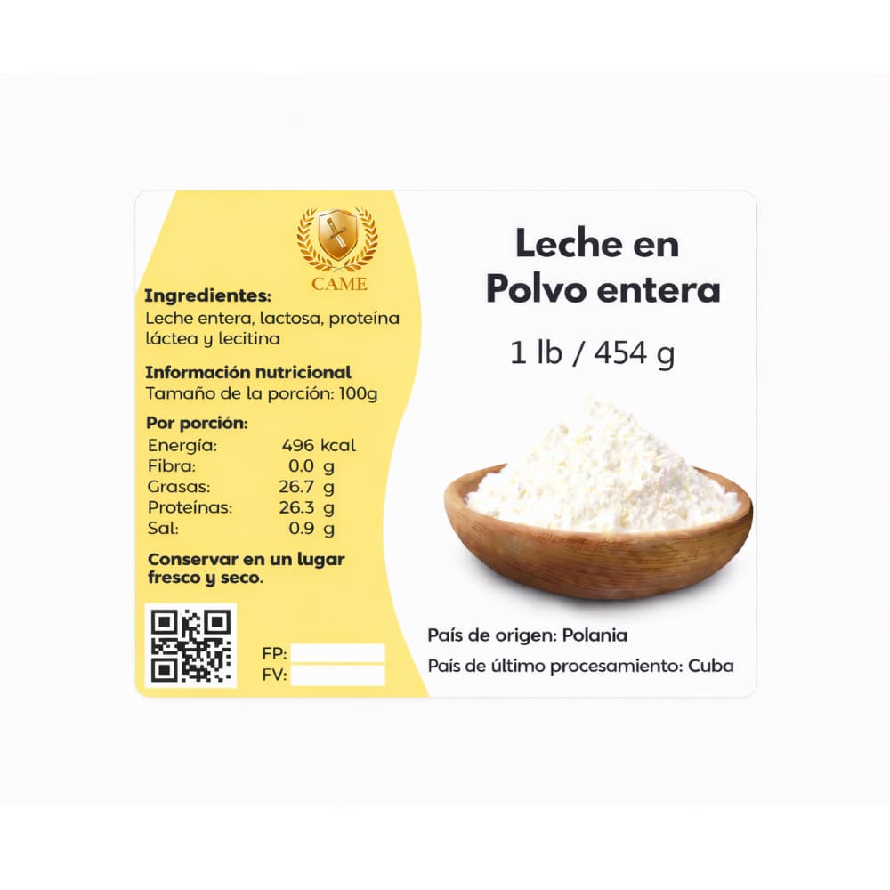 Leche en polvo entera CAME (454 g / 1 lb) - Miniatura 3
