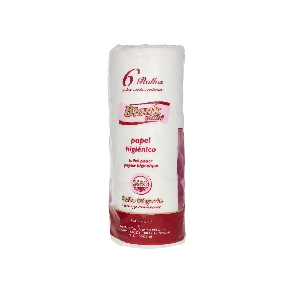 Papel higiénico doble hoja rollo gigante Blank Maxi (6 U) - Miniatura 3