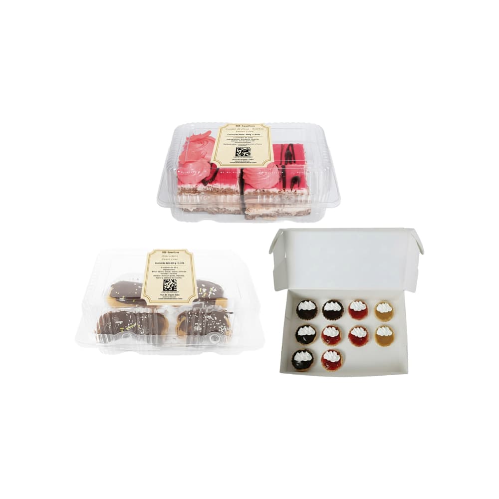 Sweet Love No.11: Lonjas de fresa - bombón + Mini pie 3 estaciones + Mini eclairs - Imagen 1