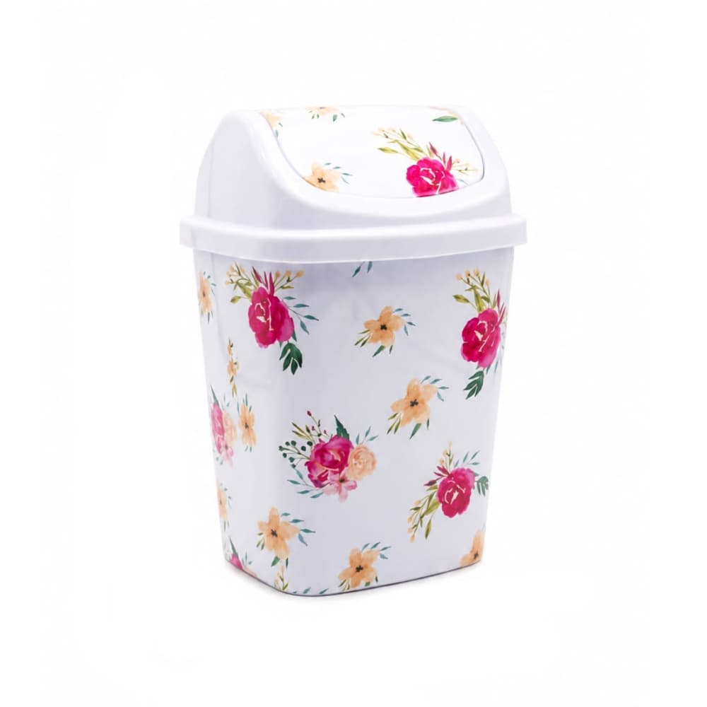 Cesto con tapa abatible blanco con flores Mukhi - Miniatura 1
