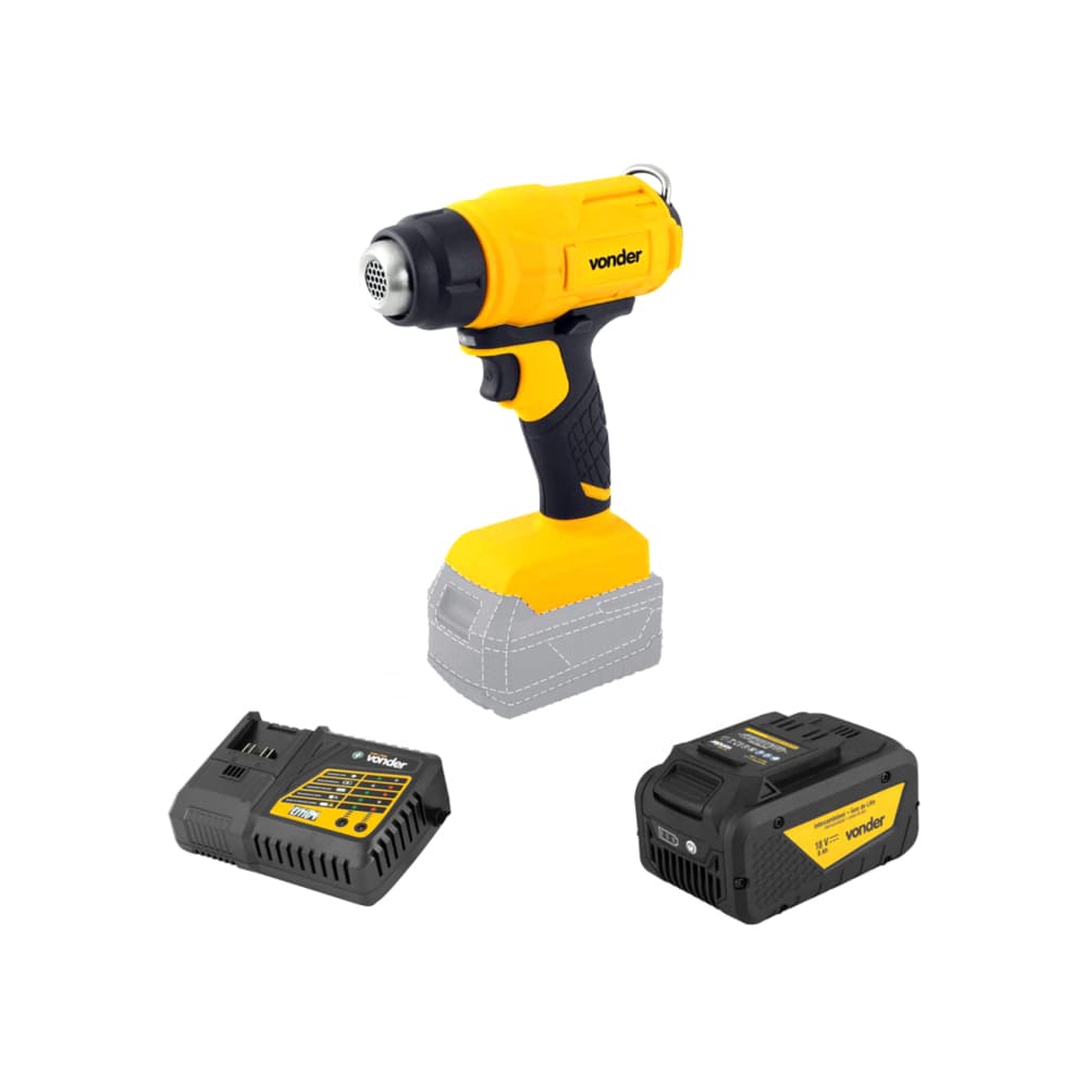 Soplador térmico ISTV1827 + Batería 18 V IBV1880 + Cargador de batería rápido de 18 V ICBV1806 Vonder - Imagen 1