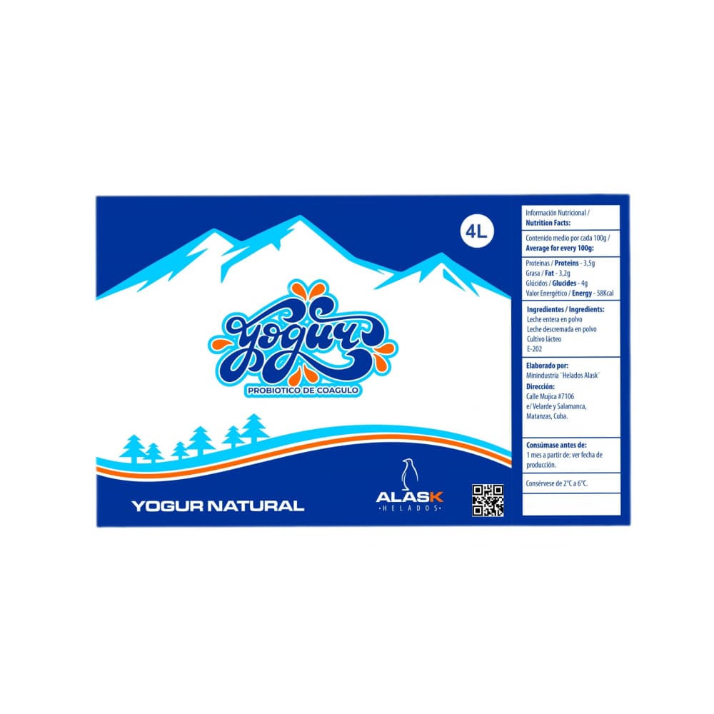 Yogurt probiótico de coágulo sabor natural Alask (4 L) - Miniatura 2