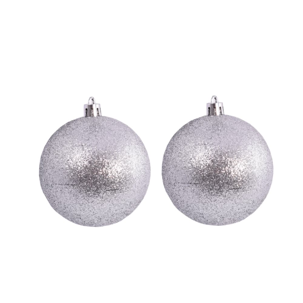 Pack 2 bolas de navidad color plata con purpurina de 7 cm Casa y Menaje - Miniatura 1