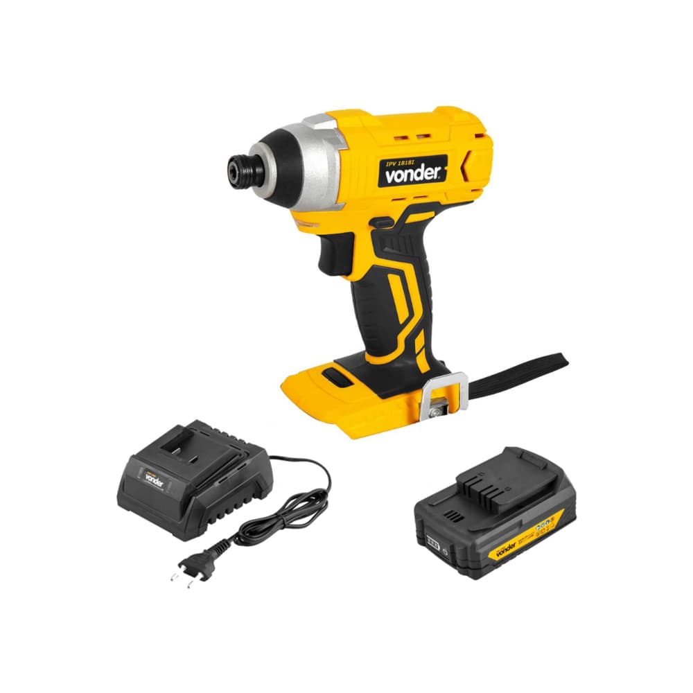 Destornillador - Atornillador de impacto mandril 1/4'' IPV1818I + Batería de 18 V IBV1802 + Cargador de baterías 18 V carga convencional ICBV 1805 Vonder - Imagen 1