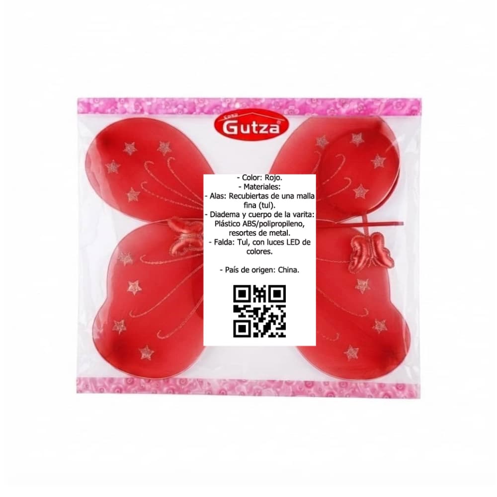 Disfraz de mariposa rojo Gutza - Miniatura 2