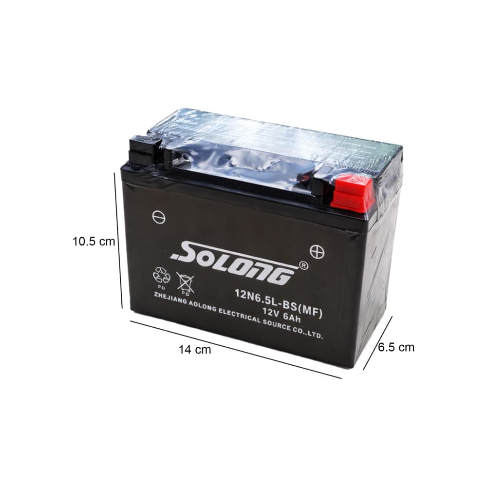 Batería para motocicleta 12N6.5L-BS-MF 12V 6Ah Solong - Miniatura 2