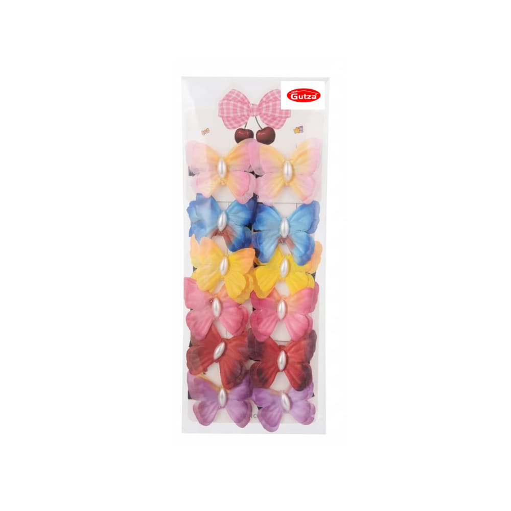 Juego de pinzas para el cabello de colores variados con diseño mariposa Gutza (12 U) - Miniatura 2