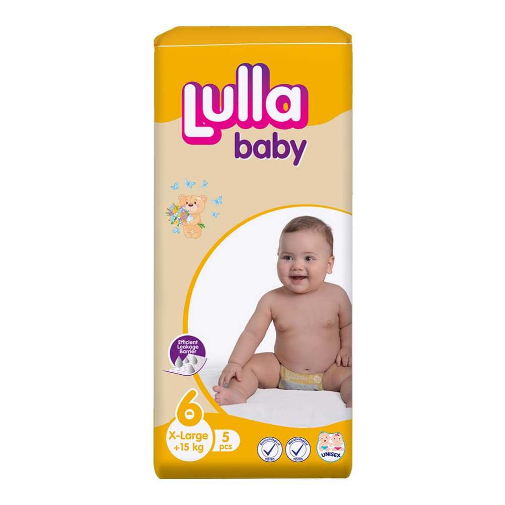 Pañales desechables para bebé etapa 6 X-Large Lulla Baby (5 U) - Imagen 1