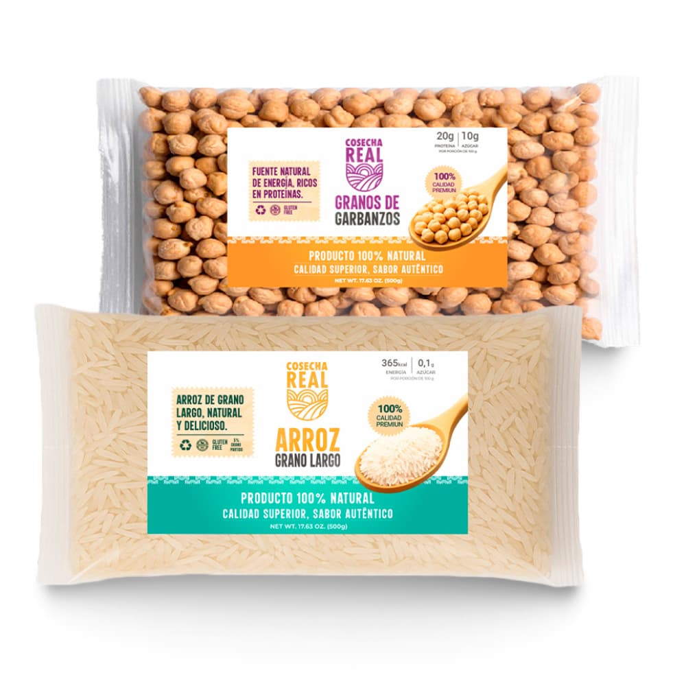 Combo de granos selectos Cosecha Real: Arroz de grano largo + Garbanzos - Imagen 1