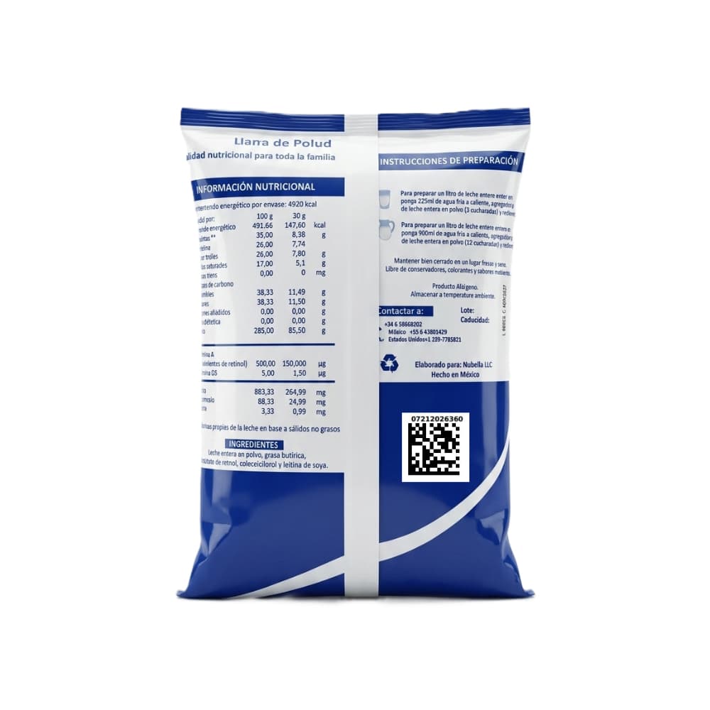 Leche en polvo entera Nubella (1 kg / 2.2 lb) - Miniatura 4