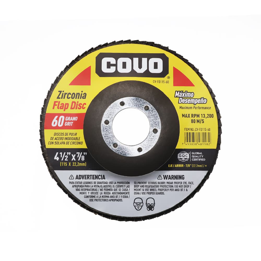 Disco de pulir de acero inoxidable con solapa de circonio Covo DMCV-FD115-60 - Miniatura 3
