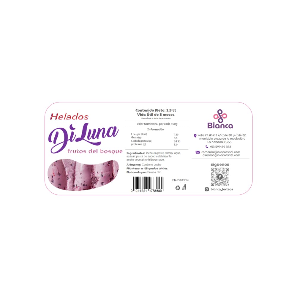 Helado Sabor Frutos del Bosque DiLuna (1.5 L) - Miniatura 2