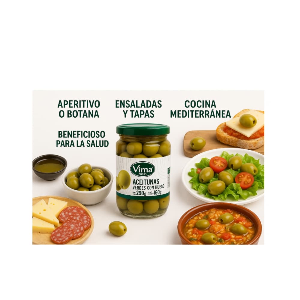 Aceitunas verdes con hueso Vima Foods (290 g / 10.23 oz) - Miniatura 2