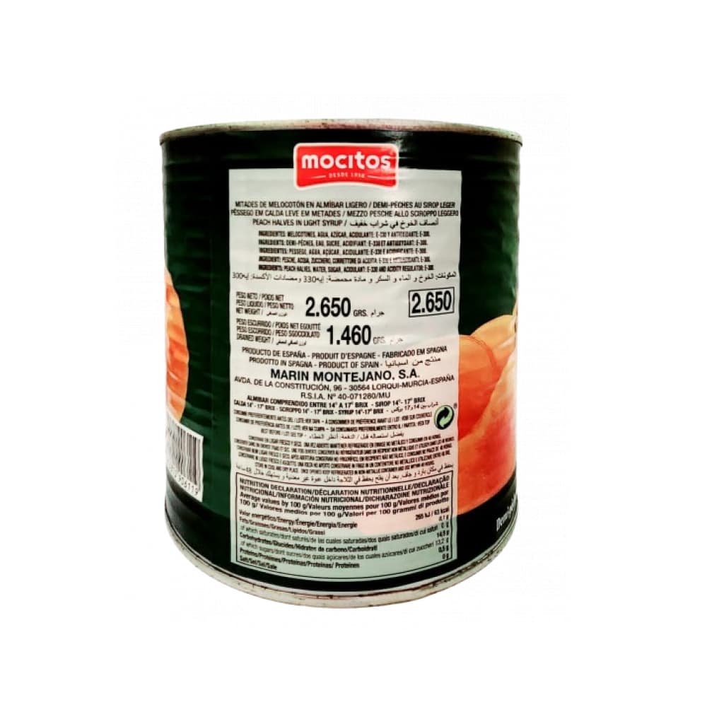 Mitades de melocotón en almíbar ligero Mocitos (2.65 kg / 5.84 lb) - Miniatura 4