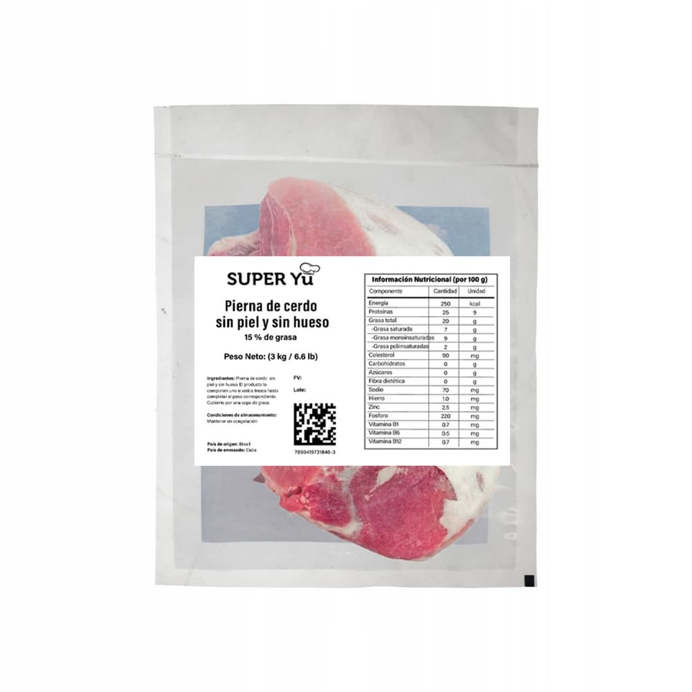 Pierna de cerdo sin piel y sin hueso Super YU (3 kg / 6.6 lb) - Miniatura 3