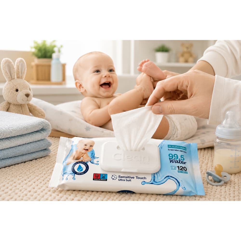 Toallitas húmedas sensibles para bebés Clean ease (4 x 120 U) - Miniatura 2