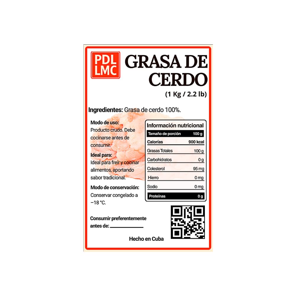 Grasa de cerdo PDL LMC (1 Kg / 2.2 lb) - Miniatura 2