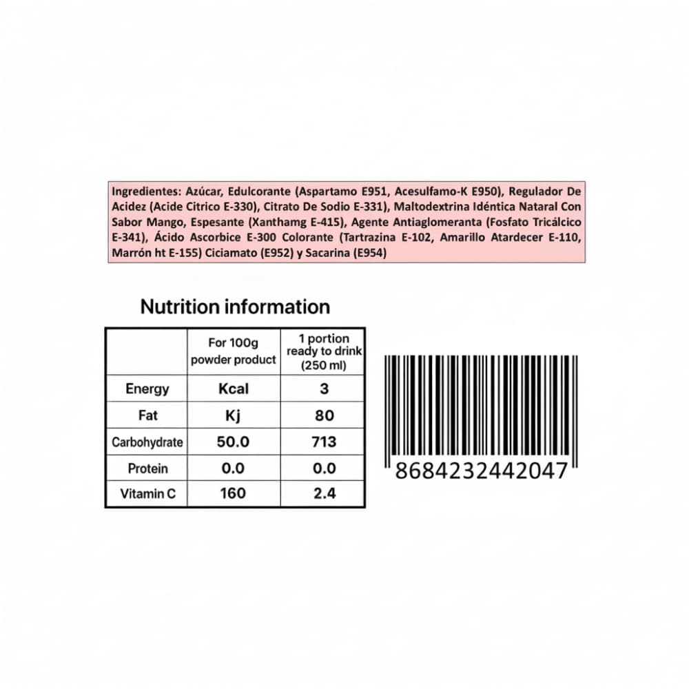 Refresco instantáneo sabor mango Vivi Fresh Erdem (24 x 10 g) - Miniatura 3