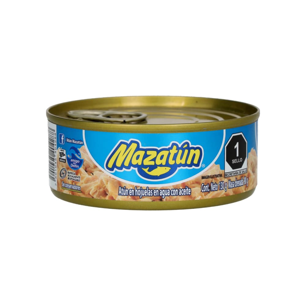 Atún en hojuelas con agua en aceite Mazatún (130 g / 4.5 oz) - Imagen 1