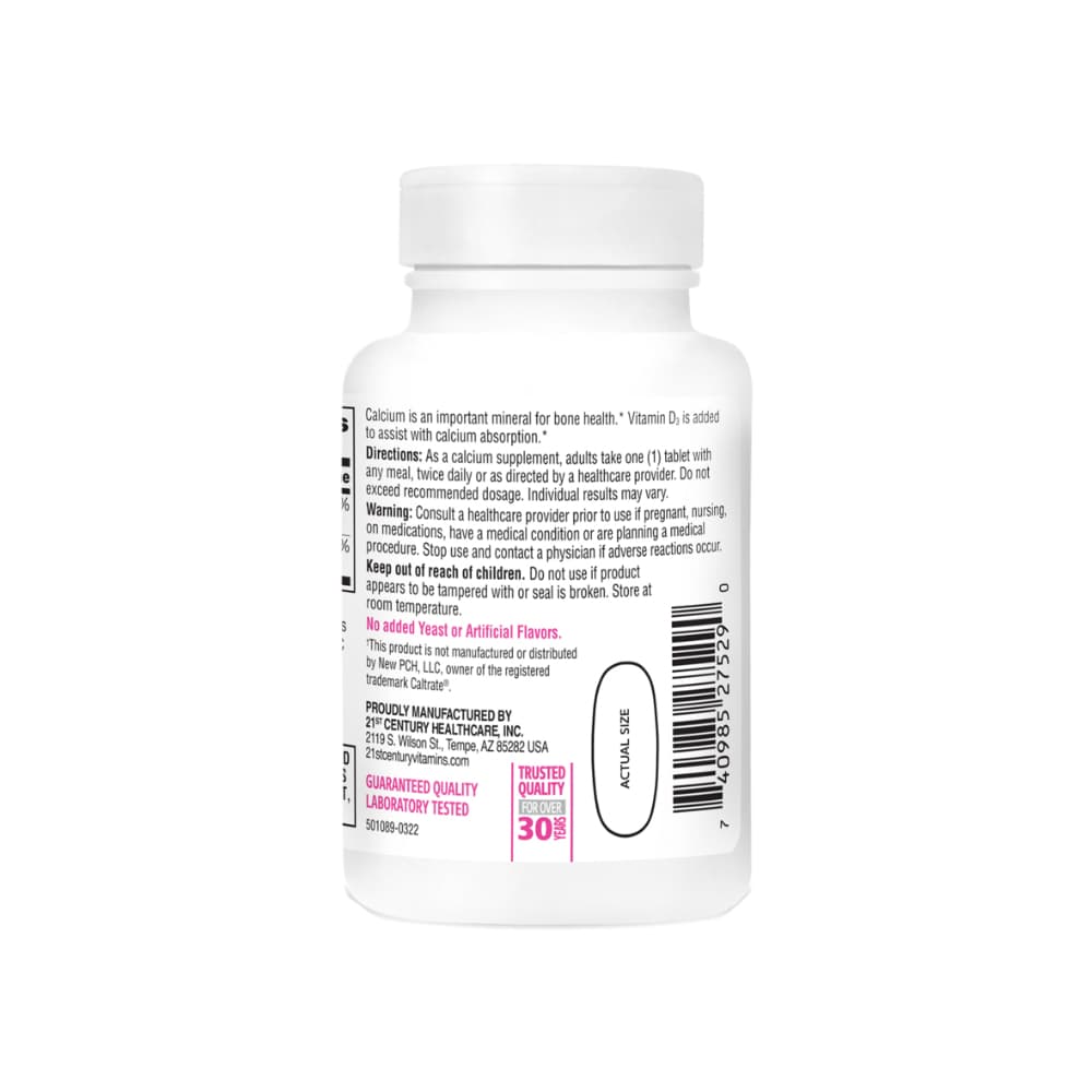 Suplemento de Calcio 600 mg + Vitamina D3 20 mcg 21st Century (75 tabletas) - Miniatura 3