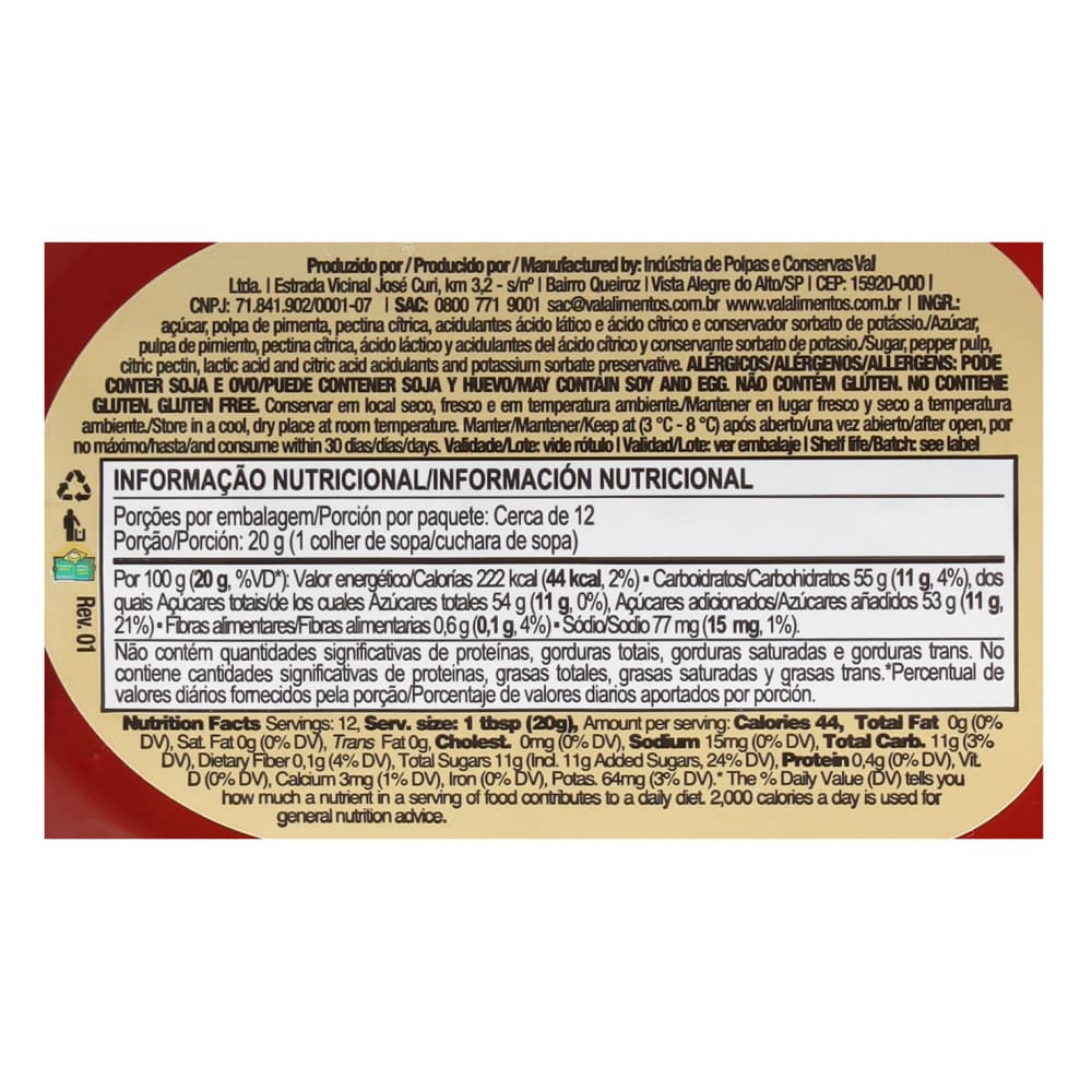 Mermelada agridulce de pimientos Val (230 g / 8.11 oz) - Miniatura 3