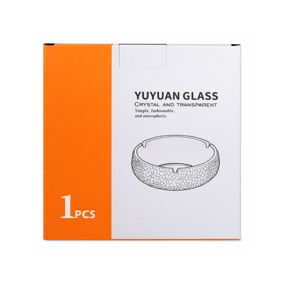 Cenicero de vidrio transparente con diseño craquelado YUYUAN GLASS - Miniatura 3