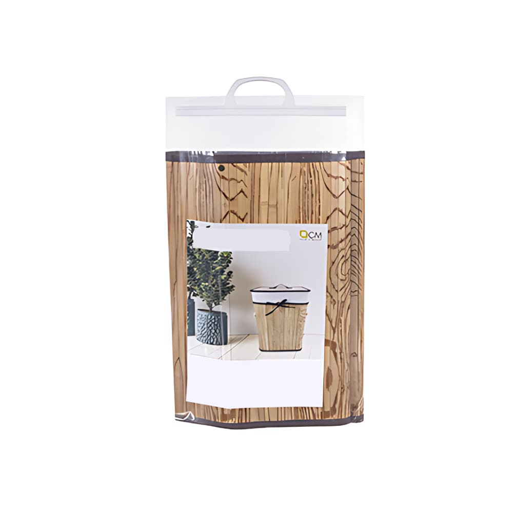 Ropero de bambú plegable cuadrado natural con lazo de 28 cm x 42 cm - Miniatura 4