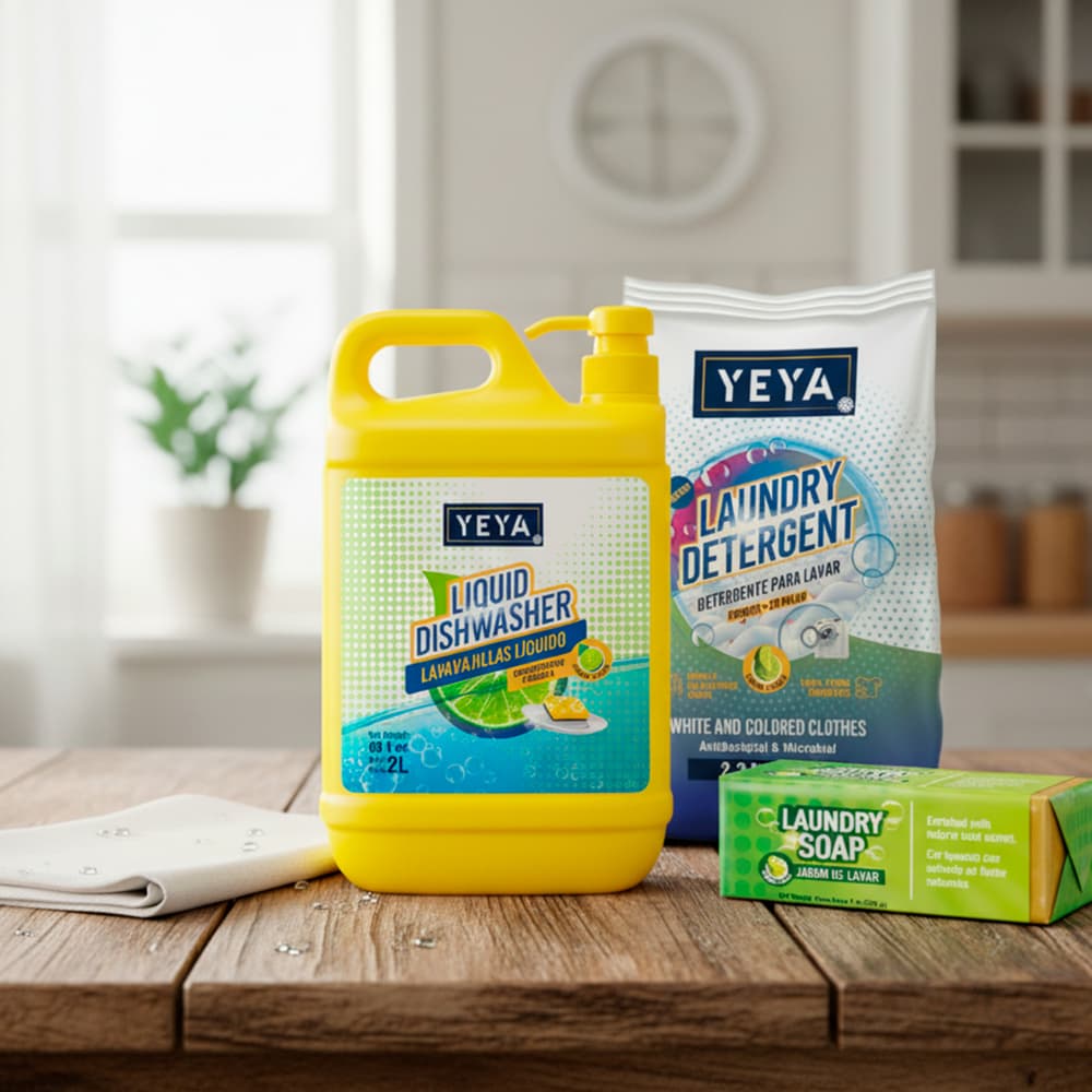 Combo Hogar limpio y fresco YEYA: lavavajillas líquido (2 L) + detergente en polvo (4 x 1 kg) + jabón de lavar (4 x 250 g) + Frazada de piso (4u) - Miniatura 2