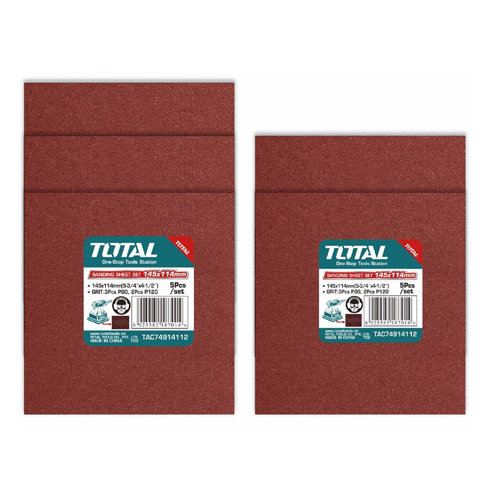 Juego de 5 hojas de lija 145 x 114 mm TAC74914112 Total Tools - Miniatura 2