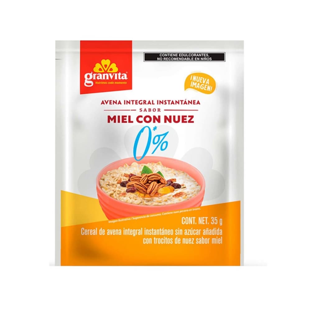 Avena integral instantánea sabor miel con nuez Granvita (35 g / 1.23 oz) - Imagen 1